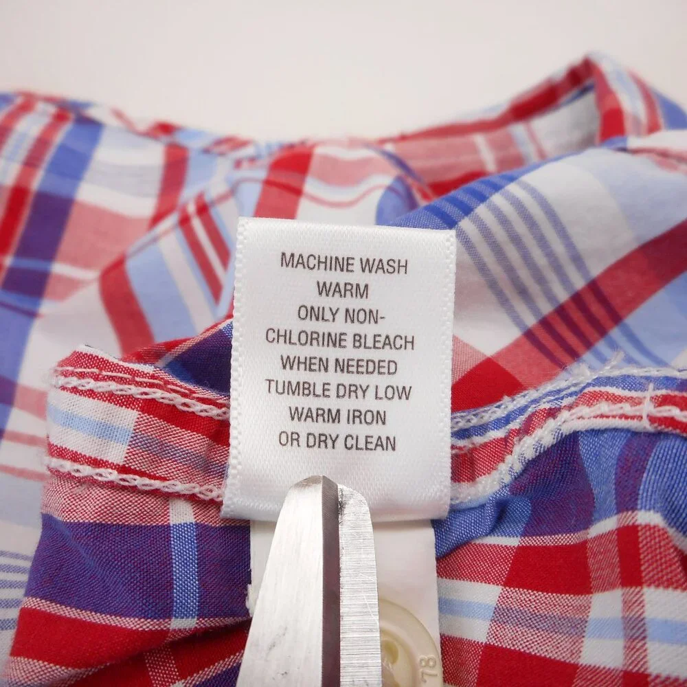 Banana Republic Men's L Plaid Button-up Shirt Red White Blue 4th of July Picnic